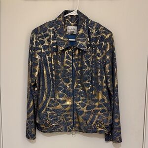 Joseph Ribkoff Gold and Navy Patterned Jacket